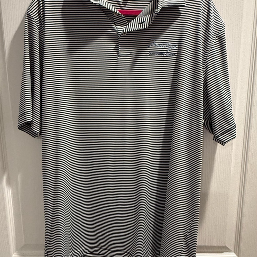 Peter Millar Summer Comfort Large  Navy and White Polo Shirt Montage